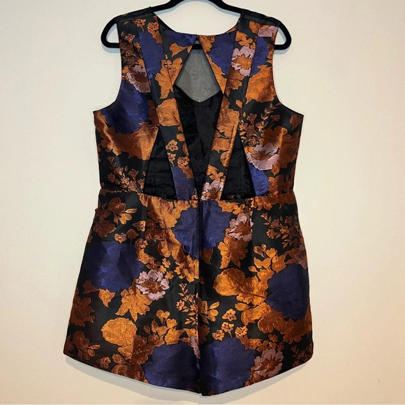 ASOS Floral Jaquard Organza Neckline Romper Playsuit - Picture 8 of 12